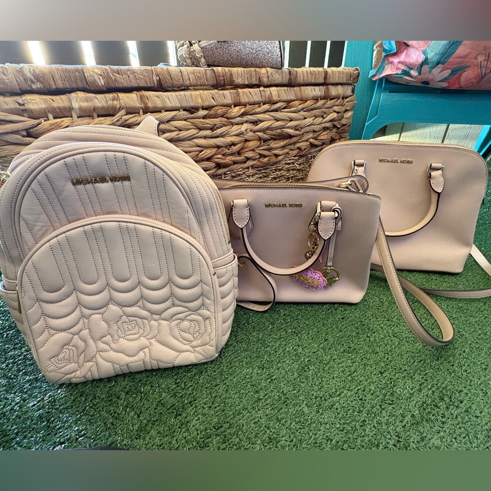Michael Kors Blush Pink Backpack and Handbag Set